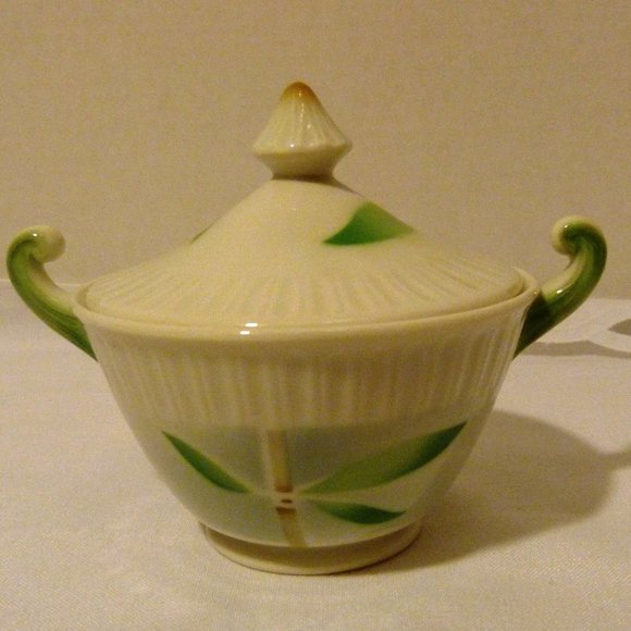 SYRACUSE China Made in USA "Shelledge Bamboo" Sugar Bowl With Lid - Picture 1 of 11